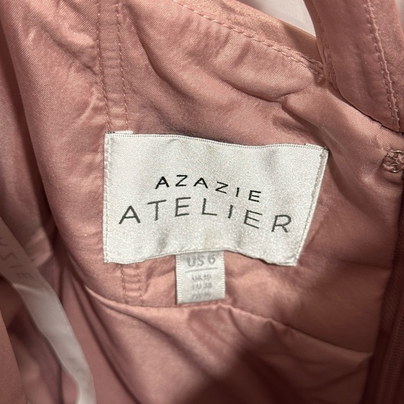 NWOT Azazie Pink Sequin Tulle Prom Dress - Picture 5 of 9